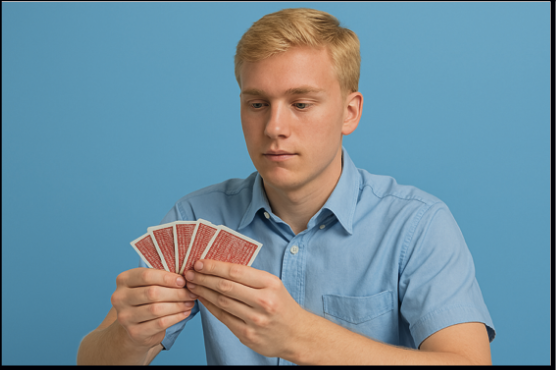 Il ragazzo gioca a carte