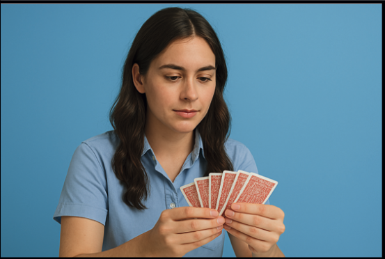 La ragazza gioca a carte